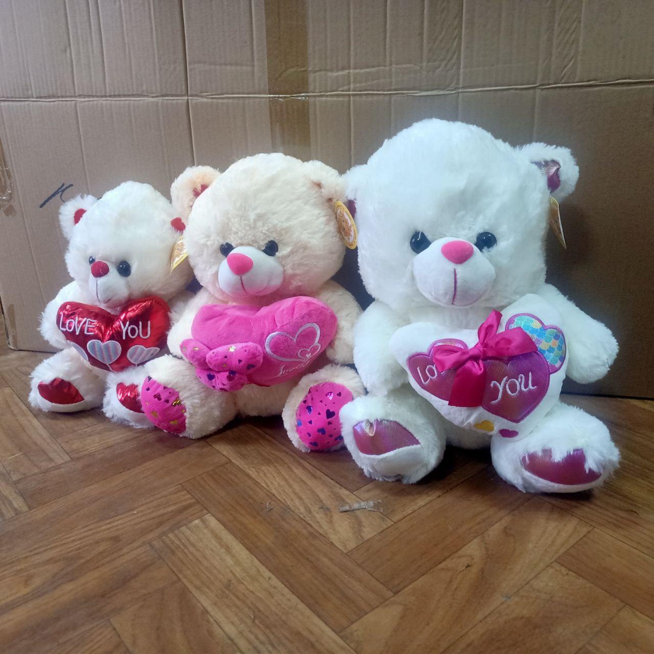 Ведмедик м'який із серцем іграшка, фото 1
