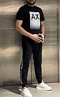 Брендовый мужской летний костюм ARMANI EXCHANGE D11718 черный штаны и футболка