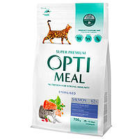 OptiMeal Sterilised Cat with Salmon Сухой корм с лососем для стерилизованных котов 1,5 кг