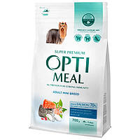 OptiMeal Adult Mini Breed with Salmon Сухой корм с лососем для взрослых собак малых пород 0.7 кг