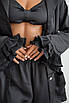 Жіночий піжамний костю трійка з воланами чорного кольору зі штанами , рубашкой, фото 2