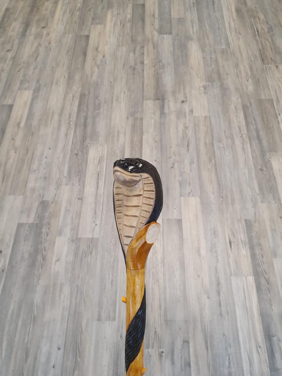 Палиця ручної роботи, різна, дерев'яна, для ходьби, Кобра-попух, подарунок бабусі, дідусі, літнім