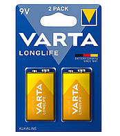 VARTA Батарейка LONGLIFE щелочная 6LR61(6LF22, MN1604, MX1604, Крона) блистер, 2 шт. Baumar - Порадуй Себя