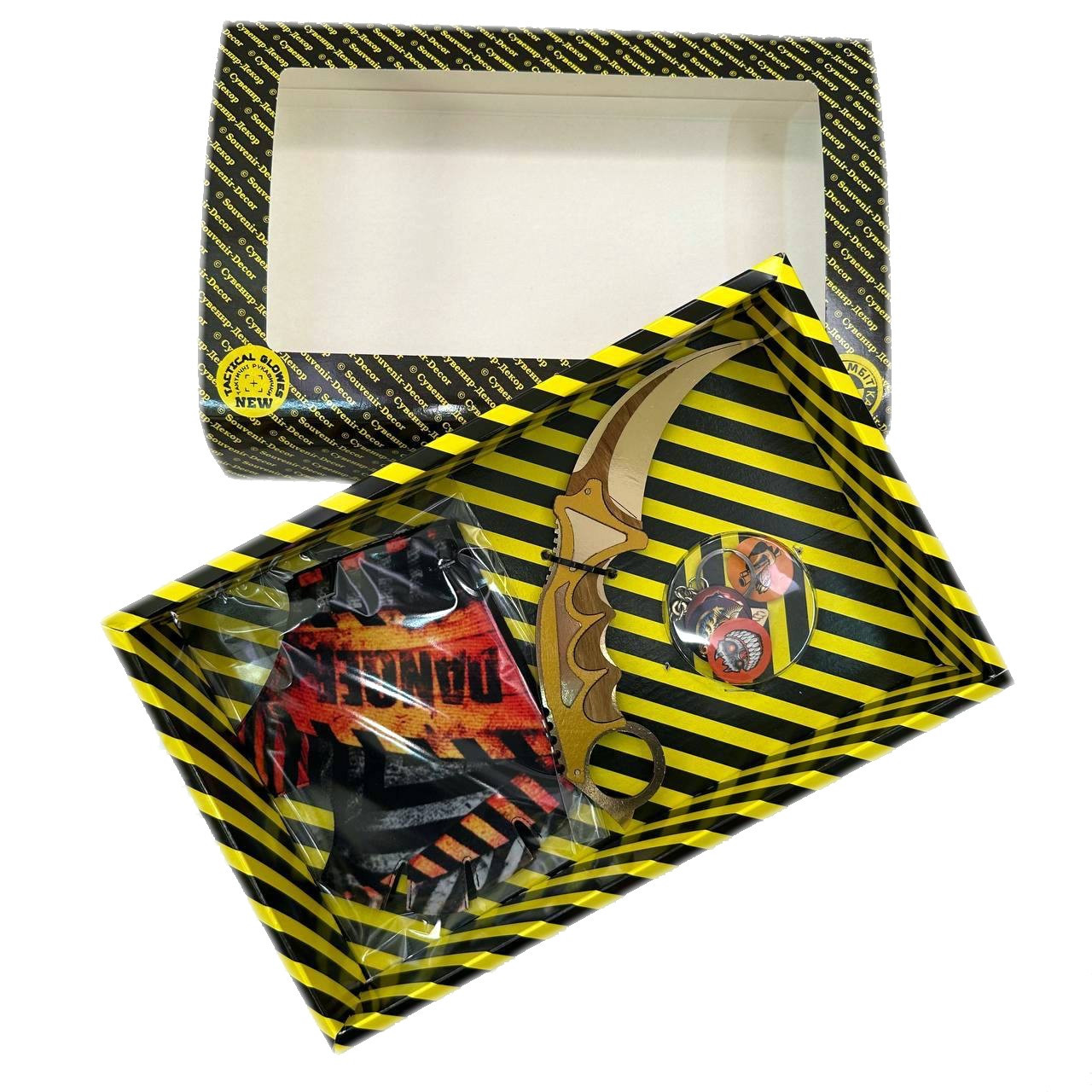 Набір іграшок STANDOFF 2 "Ніж Керамбіт Gold & Рукавиці Handcraft", дерев'яна іграшкова зброя, фото 1