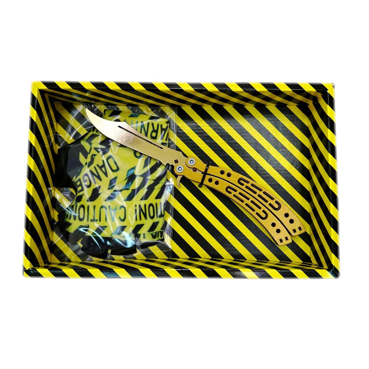Іграшковий набір STANDOFF 2 "Ніж Метелик Gold & Рукавиці Caution", іграшкова зброя