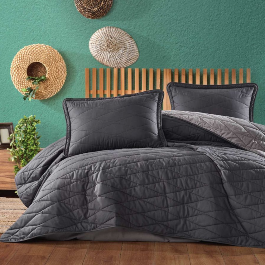 Покривала 180 240 см бавовняна з наволочкою на двоспальне ліжко, покривала бавовна Туреччина Сірий, фото 1