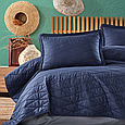 Двоспальне покривало євророзміру на ліжко з наволочкою, покривала 240х260 см бавовна двостороння Синій, фото 2