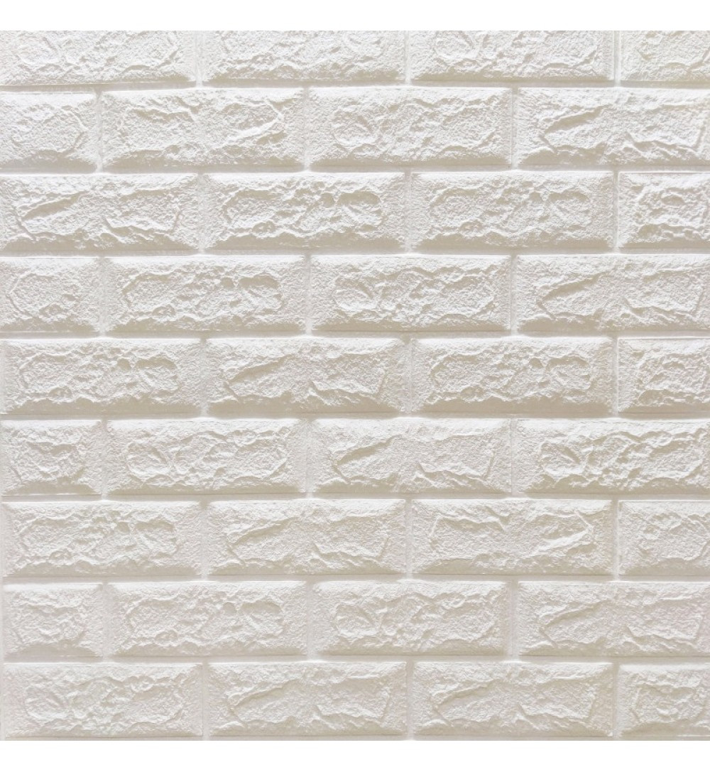Декоративная стеновая 3Д панель самоклейка под кирпич белая 77*70 см 3 мм - фото 1 - id-p1800505618