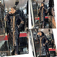 Женская зимняя длинная куртка из плащевки больших размеров