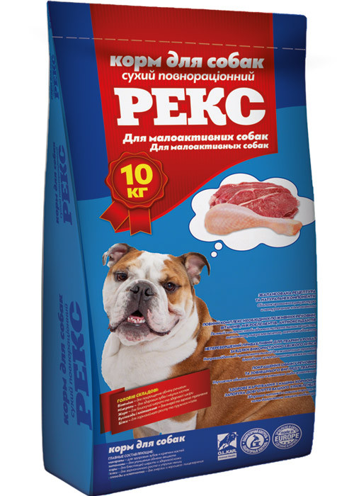 Корм для собак "Рекс" (для малоактивных собак) 10 кг