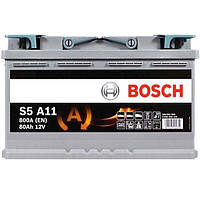 Автомобильный аккумулятор Bosch 80Ah-12v AGM (S5A11), R+, EN800 (52371042565) (0092S5A110)