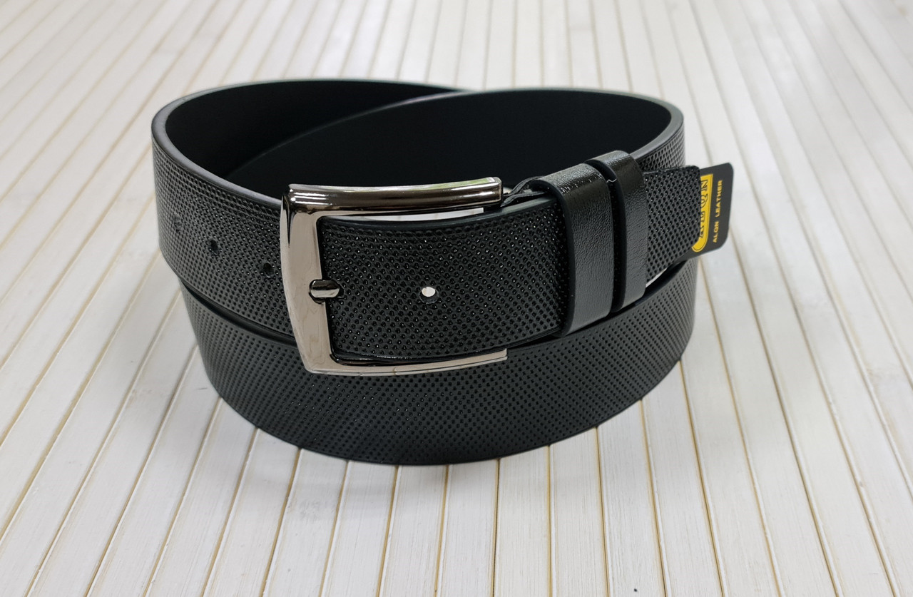 Чоловічий ремінь Pride класичний джинсовий широкий чорний