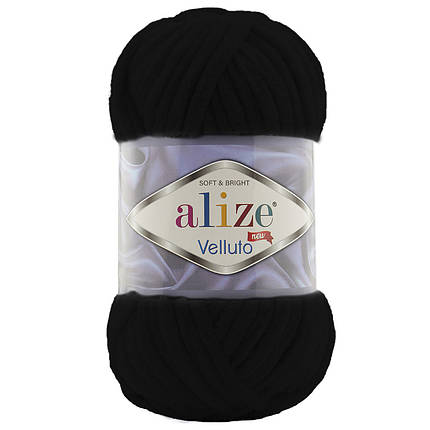 Пряжа Alize Velluto № 60 чорний, фото 1