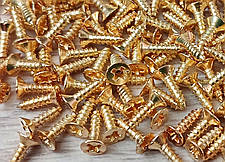 Саморізи,шурупи декоративні.Колір золото 2х6мм. Комплект (10шт), фото 3