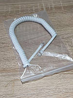 Шнур телефонный спиральный витой 2 м белый с евроджеками