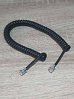 Шнур телефонный спиральный витой 2 м черный с евроджеками