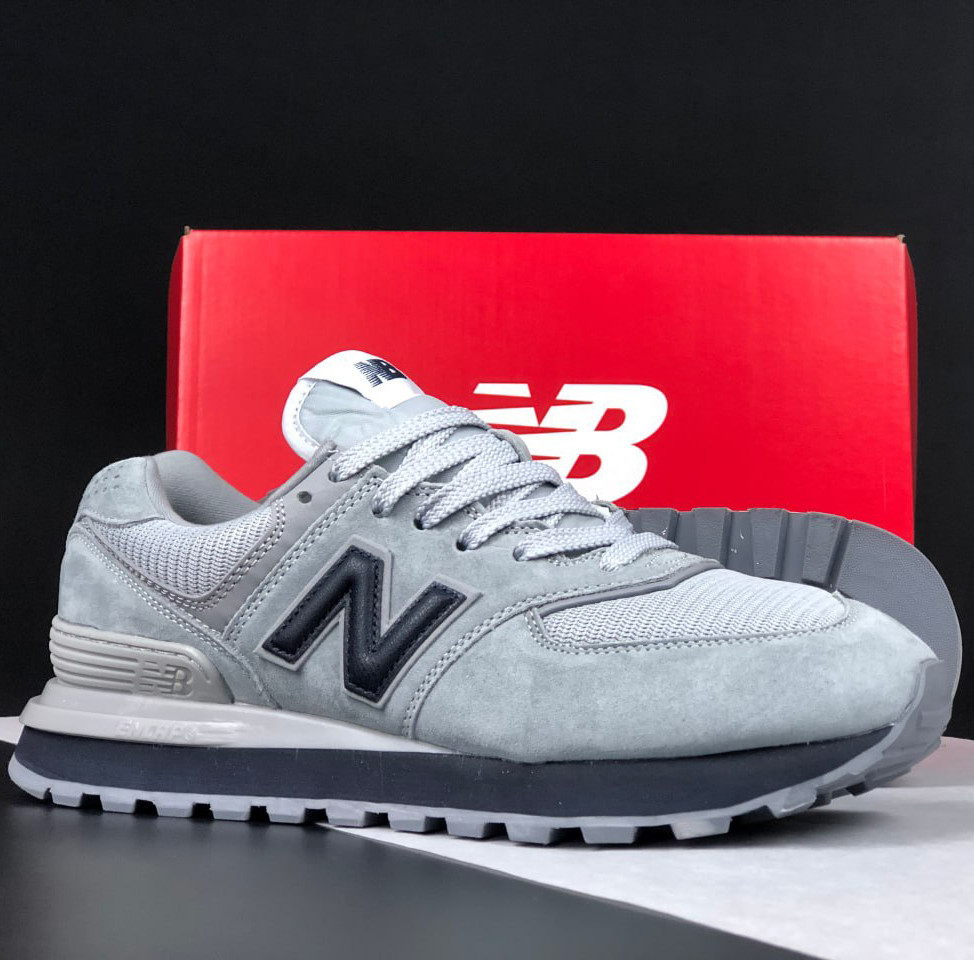 Чоловічі кросівки New Balance 574 Classic замшеві спортивні повсякденні сірі чорні