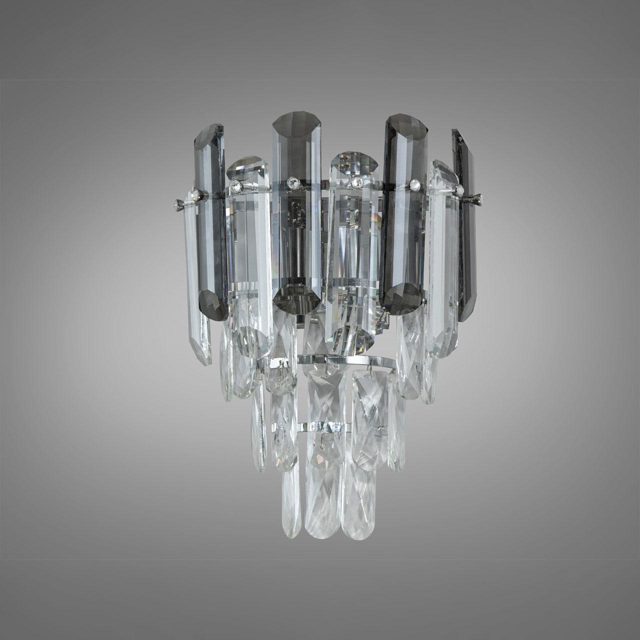 Сучасне кришталеве бра на 2 лампи E14 колір каркасу хром D-3133/2W CH, фото 1