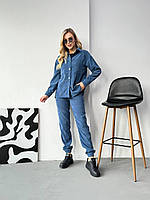 Вельветовый костюм женский рубашка и брюки S, M, L, XL 42, джинс