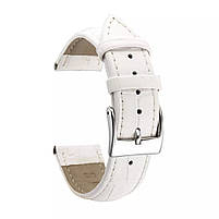 Ремінець шкіряний для годинника 22 мм білий, пряжка - срібляста, фото 2