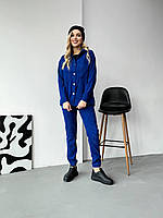Вельветовый костюм женский рубашка и брюки S, M, L, XL 42, электрик