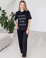 Пижама для кормления и беременных (футболка+штани) MORE AMOR, черный - 42/44