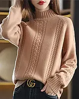 Модний в'язаний жіночий светр з горлом теплий