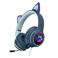 Складана світлодіодна гарнітура Akz-022 Cat Ear Design дитячі навушники з підсвіткою кошенячими вушками
