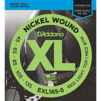 Струны для бас-гитары D'Addario Nickel Wound EXL165-5 Custom Light 5-String Bass 45 135 ML, код: 6555989