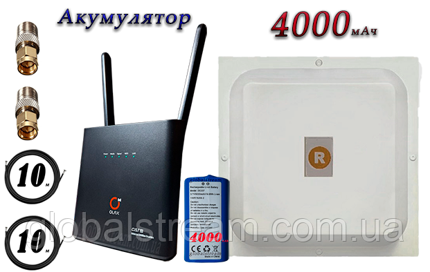 Комплект 4G WiFi роутер OLAX AX9 PRO LTE з акум. 4000 мА·год + MiMo антеною 2×17dbi (KS, VD, Life)