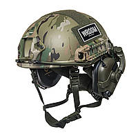 Баллистический кевларовый шлем FAST NIJ IIIa USA мультикам с активными наушниками M31 L