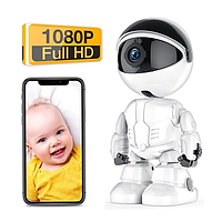Цифровая поворотная Wi-Fi видеоняня Robot 2mp FullHD,детская видеокамера, бебикам