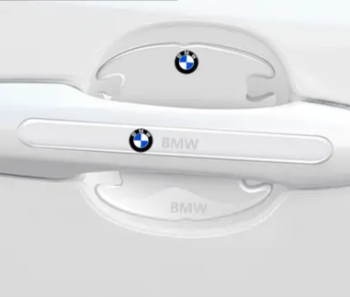 Наклейки захисні прозорі на дверні ручки + під дверні ручки з маркою авто BMW, захист від подряпин