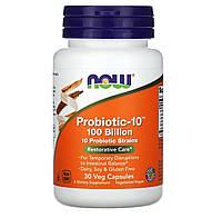 Пробіотики-10, Probiotic-10, Now Foods, 100 млрд, 30 рослинних капсул (NOW-02931)