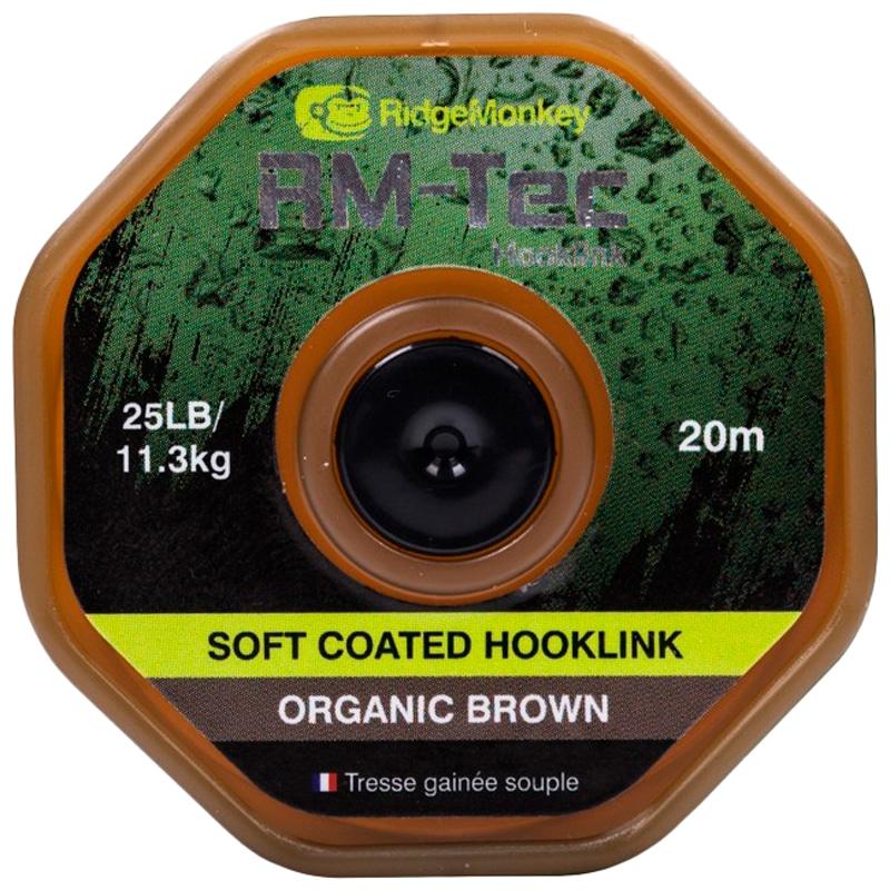 Повідковий матеріал RidgeMonkey RM-Tec Soft Coated Hooklink Organic Brown 35lb 20м, фото 1