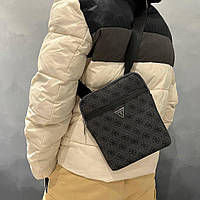 Чоловіча сумка-барсетка через плече чорна з сірим Guess Vezzola Smart