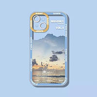 Чехол INS с синим закатом солнца и горным склоном для iPhone 15 Pro, в стиле природы с амортизационн