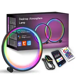 Настільна лампа Infinity RGB Intelligent circular atmosphere light Black Bluetooth USB with app