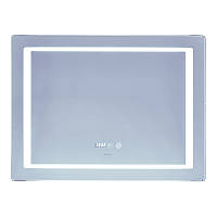 Зеркало для ванной комнатый Mixxus Style MR03-80x60 с часами, LED-подсветкой и антизапотиванием