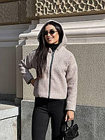 Куртка жіноча баранчик тепла з хутром м'яка букле 42,44,46,48 | Куртка жіноча коротка з хутром