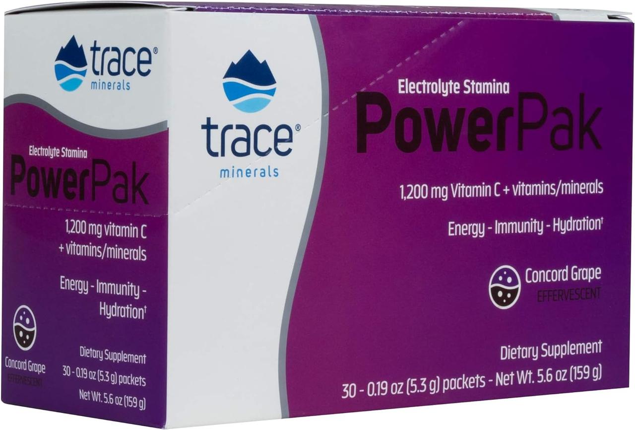 Trace Minerals Power Pak Grape / Вітамін C + електроліти + мультивітаміни Виноград 30 саше