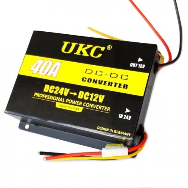Перетворювач напруги UKC 40A 24v-12v DC/DC Автомобільний інвертор Чорний