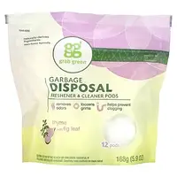 Grab Green, Garbage Disposal Freshener & Cleaner Pods, Thyme with Fig Leaf, 12 Pods, 5.9 oz (168 g)