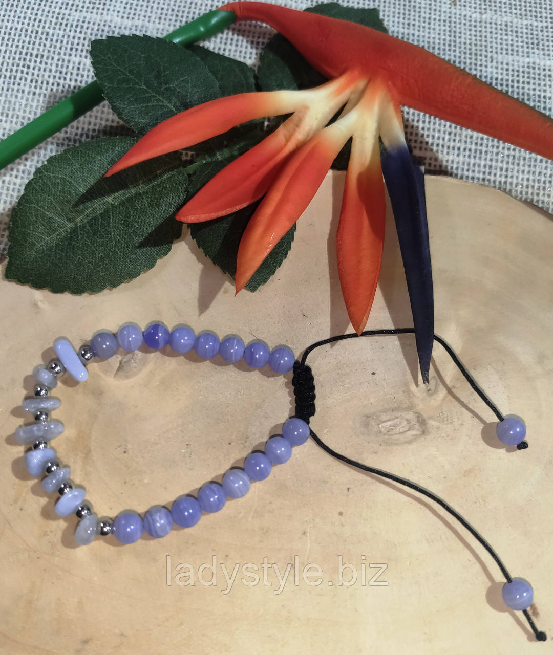 Браслет- оберег шамбала с  агатом сапфирином  от студии LadyStyle.Biz, фото 1