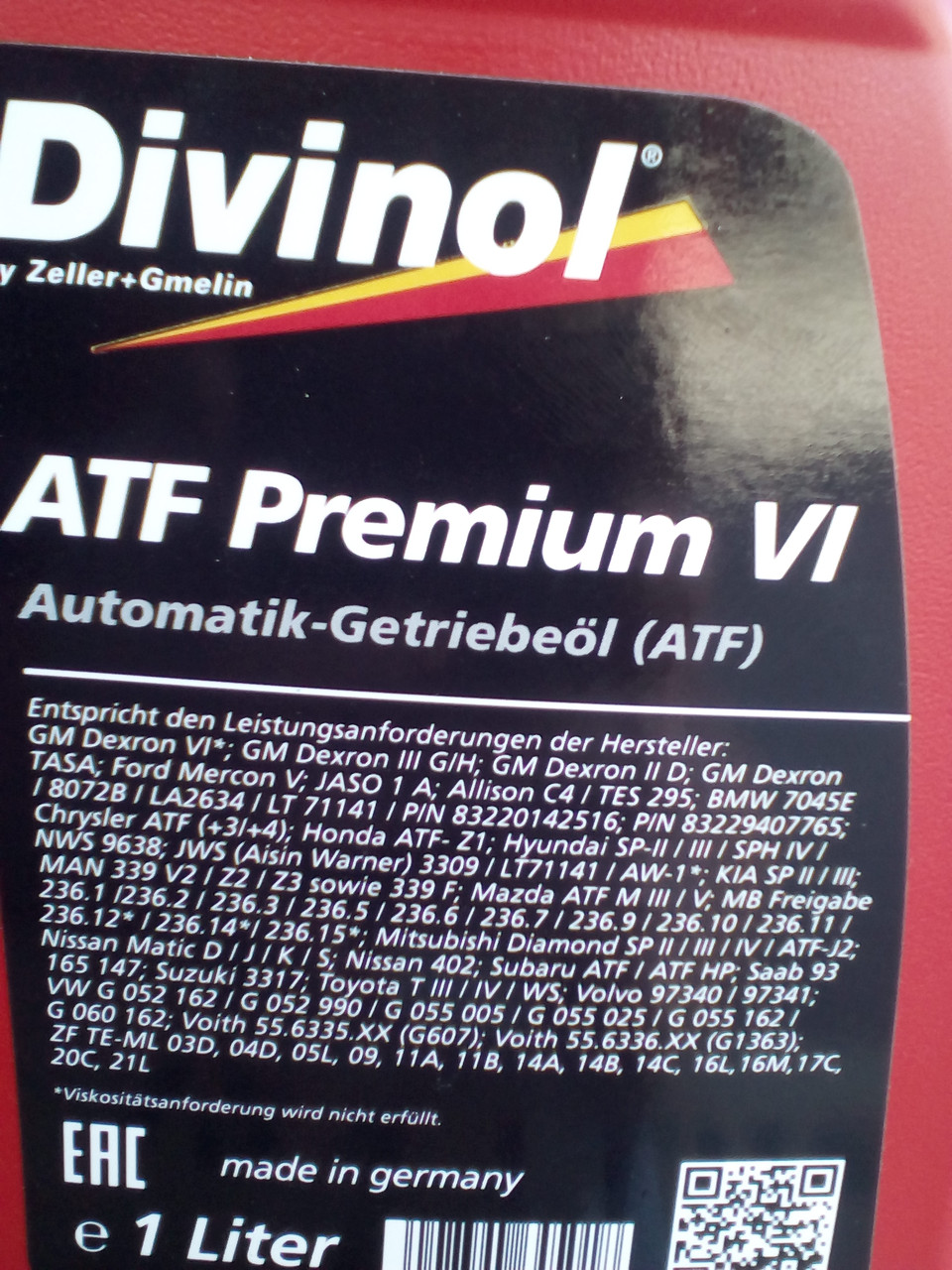 Масло для всех автоматических коробок передач divinol premium VI , atf III r rot - фото 2 - id-p120080462