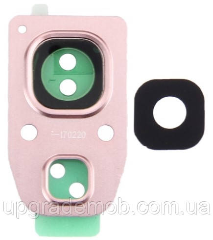 Скло камери Samsung A320 Galaxy A3 2017 / A520 /A720 з рамкою рожевого кольору, фото 1