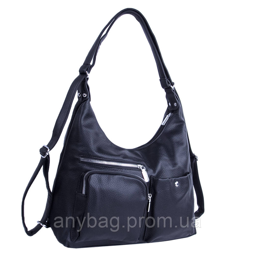 Сумка-рюкзак жіноча зі шкірозамінника NN26130 чорна