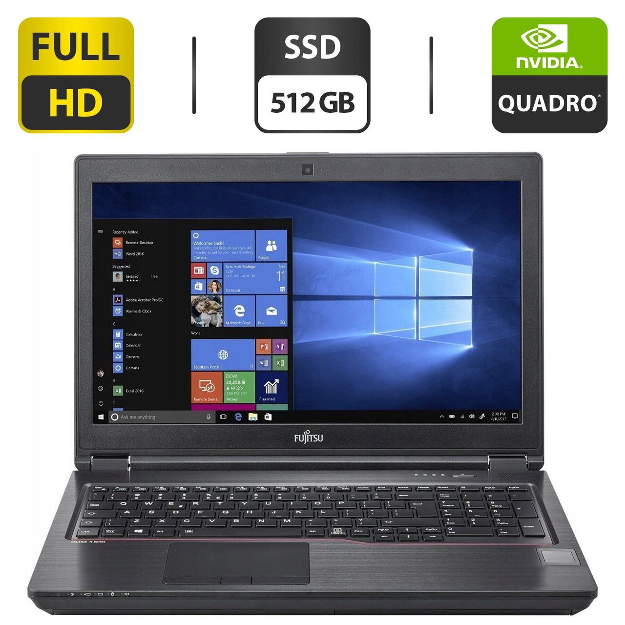 Ноутбук Fujitsu Celsius H7510/ 15.6" (1920x1080)/ Core i7-10850H/ 32 GB RAM/ 512 GB SSD/ Quadro T1000 4GB
