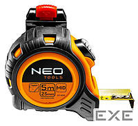 Рулетка Neo Tools стальная лента, 5 м x 25 мм, фиксатор selflock, защелки (67-205)