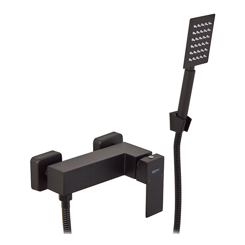 Змішувач для душу Zerix KUB-003 Black з неірж. сталі SUS304 (Цв. чорний) (ZX4848)